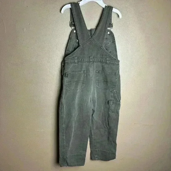 VTG Electric Kids 90s Kids Size 5 Overalls Army Green Combat Crew 100% Cotton - Picture 3 of 11
